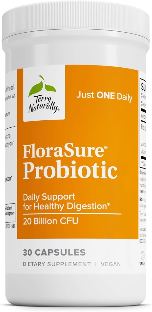 Terry seveda Florasure probiotik - Digestion dodatek za pomoč proti občasno napenjanje in podporo plin Relief - Gut Health Support dodatek z Bifidobacterium Bifidum - 30 kapsul