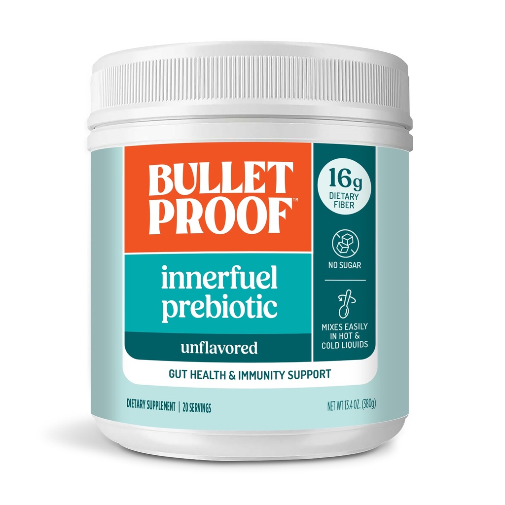 Neprebojno Nearomatizirano Innerfuel Prebiotic Fiber Powder, 13.4 Ounces, Dopolnilo za Gut zdravje, Prebavno zdravje in imunske podpore, Rastlinski izvor Prebiotiki, 0g Sladkor, Pakiranje Maja Vary