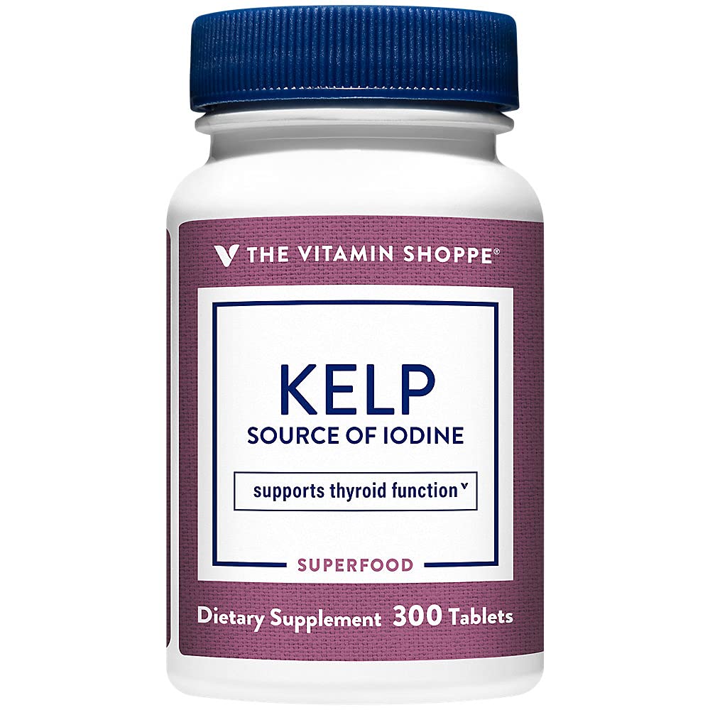 Vitamin Shoppe Kelp (iz atlantskega Kelpa in kalijevega joda), Vir joda, Podpora ščitnici, Podpira energijo in Stamino (300 tablet)