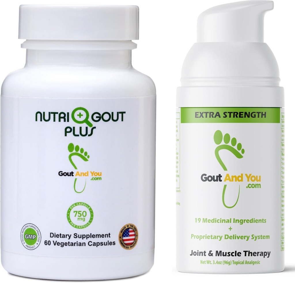 NutriGout Plus sečna kislina dodatek in ekstra moč skupni neugodje topična krema