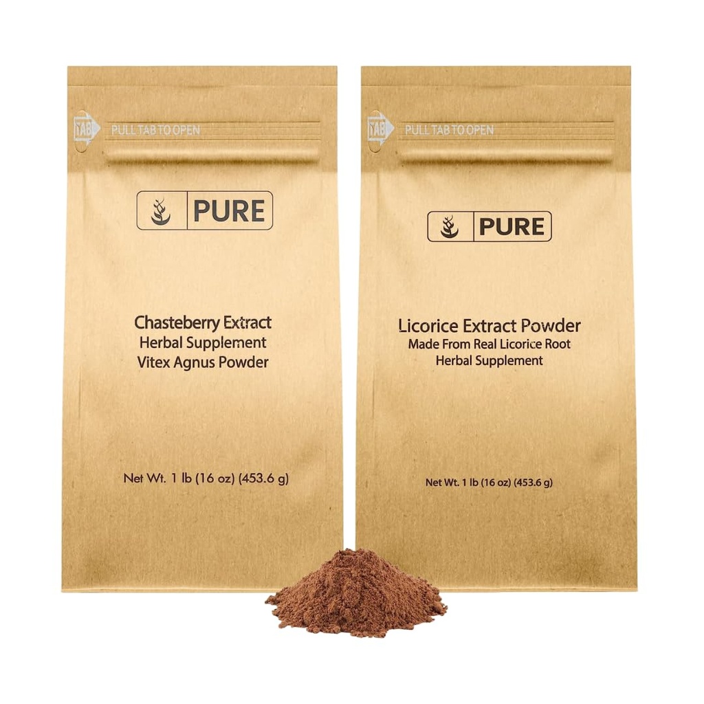 PURE ORIGINAL SESTAVINE Chasteberry Extract in Licorice Extract paket, 1 LB vsak, ne-GMO, Gluten brezplačno dodatki
