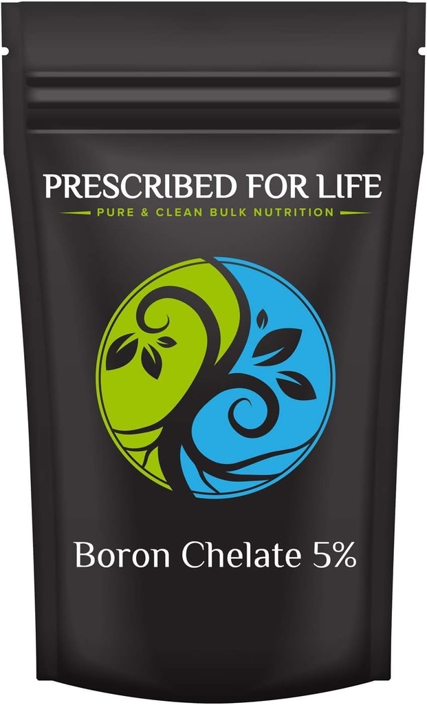 Predpisano za življenje Boron Chelate 5% prašek, naravni boron dodatek za moške in ženske, Gluten Free, Vegan, Non GSO (1kg)