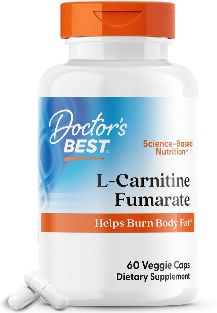 Zdravniki BEST L-Carnitine Fumarate, pomaga gori telo maščobe, ne-GMO, Gluten Free, Soy Free, Vegan 60 Veggie Caps