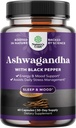 Organic Ashwagandha Root Powder 60 Kapsule - Ashwagandha z izvleček črnega popra Powder dodatki za sprostitev, spanje in imunske podpore za ženske in moške - Organic Whitania Somnifera Root dodatki