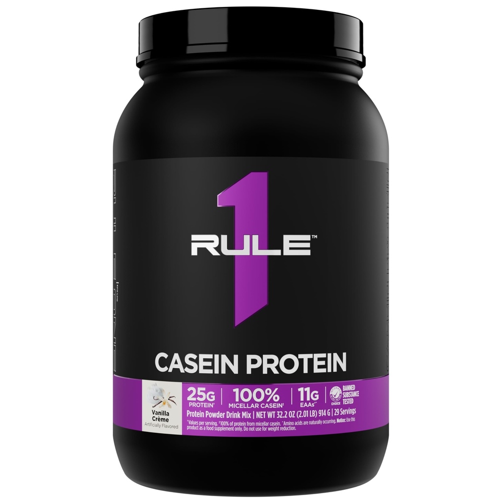 Pravilo 1 Kazein Protein - 25g proteinov in 11g EAA na odmerek iz micellarnega kazeina za okrevanje čez noč in trajno dostavo med obroki (2 funta*, Vanilla Crème)