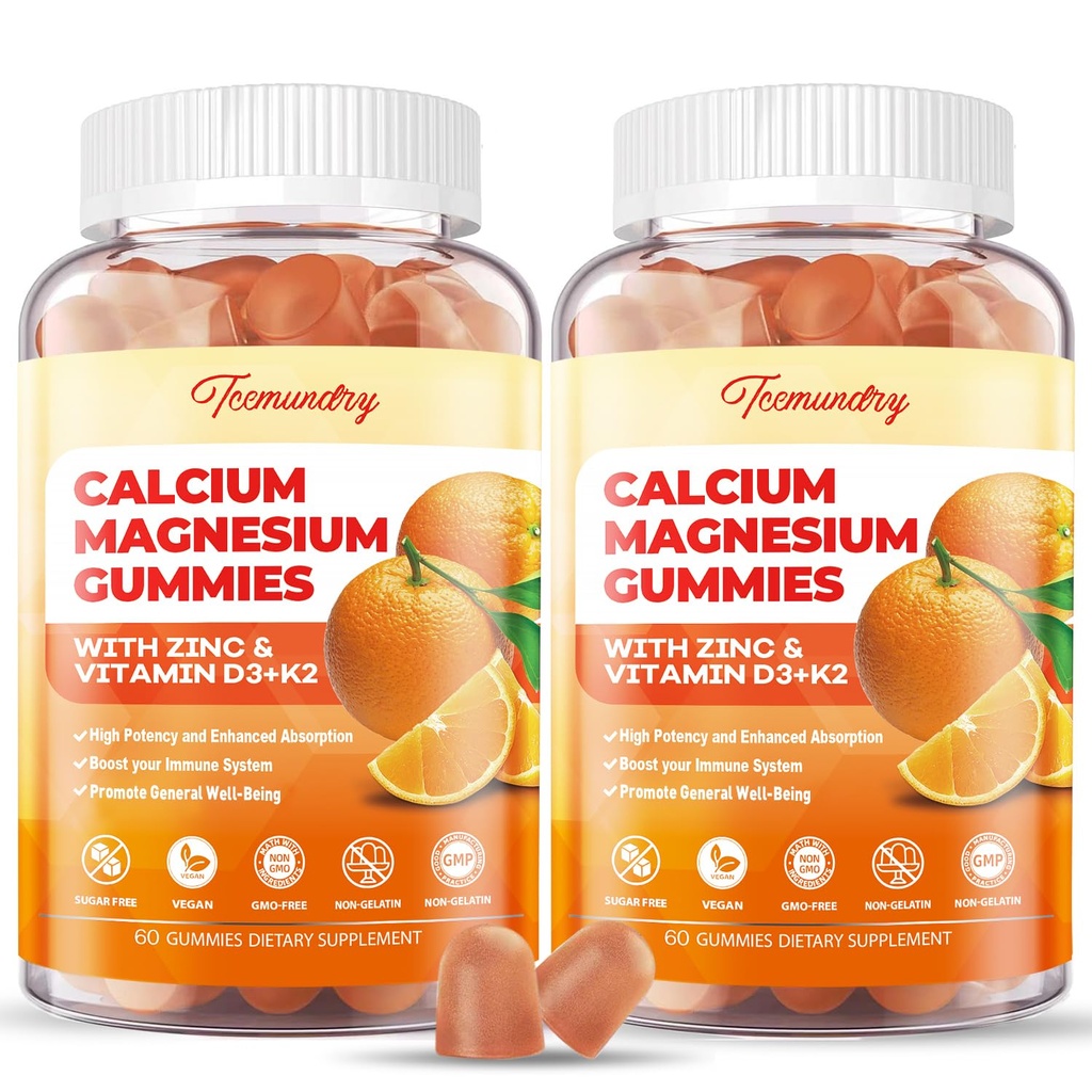 Kalcij Magnezijev cink Gumiji z vitaminom D3 & K2 - visoka absorpcija Magnezij Glicinat 400mg - dodatek brez sladkorja kalcij - podpora živčne mišice Mood & Immuniteta - za odrasle moške