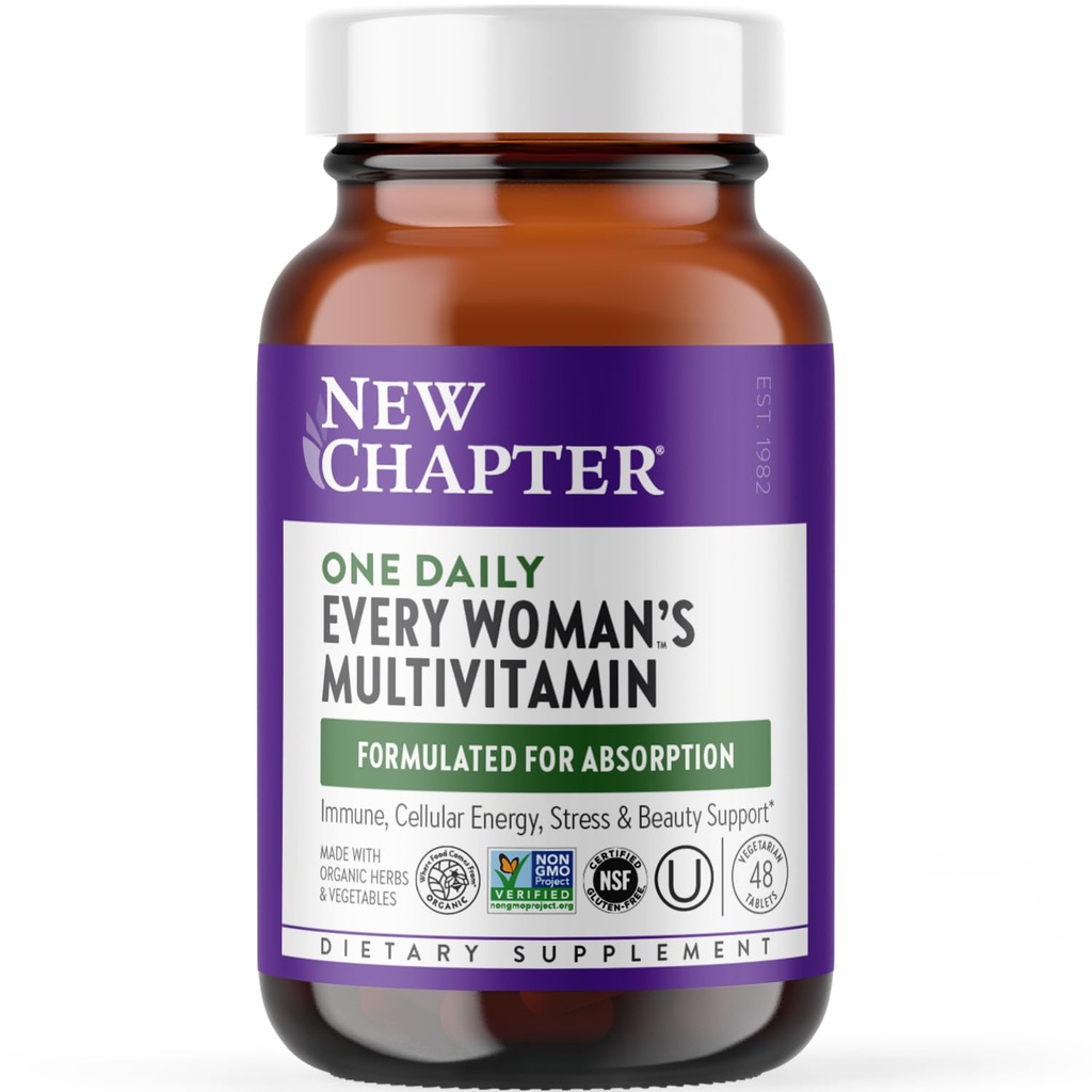 Novo poglavje Ženski multivitamin za imuno, lepota + energijska podpora s fermentiranimi hranili - vsaka ženska eno dnevno, izdelano z organskimi zelenjavami in zelišči, Non-GMO, Gluten Free, 48 Count