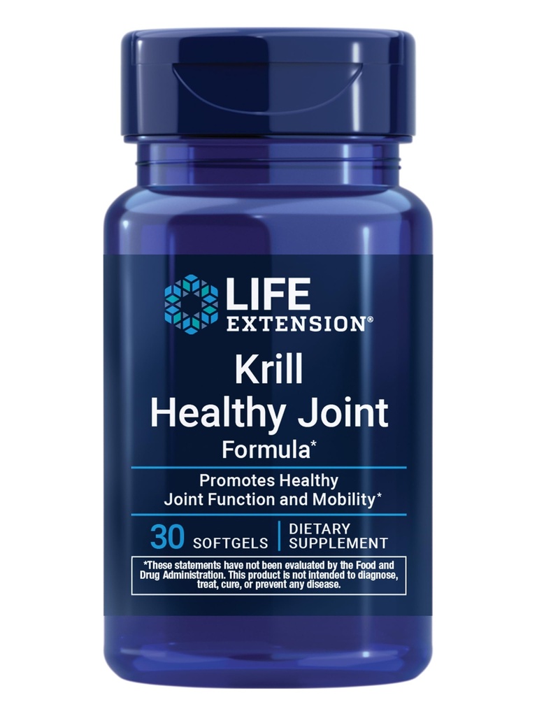 Life Extension Krill Health Joint Formula, Krill Oil, hialuronska kislina, Karotenoid astaksantin za zdrave sklepe, zdravo telo, Gluten-free, Non-GMO, 30 softgels