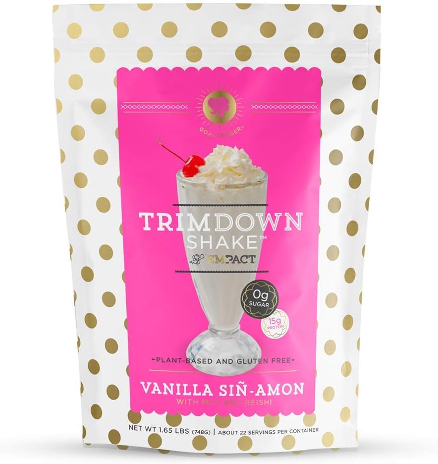 Empact Trimdown Shake - Vanilla Cinnamon - Vegan Beljakovin prašek, nič sladkorja, Keto prijazno, Gluten brez, nemast, soja brez, laktoza brez, ne-GMO 1,65 Pound