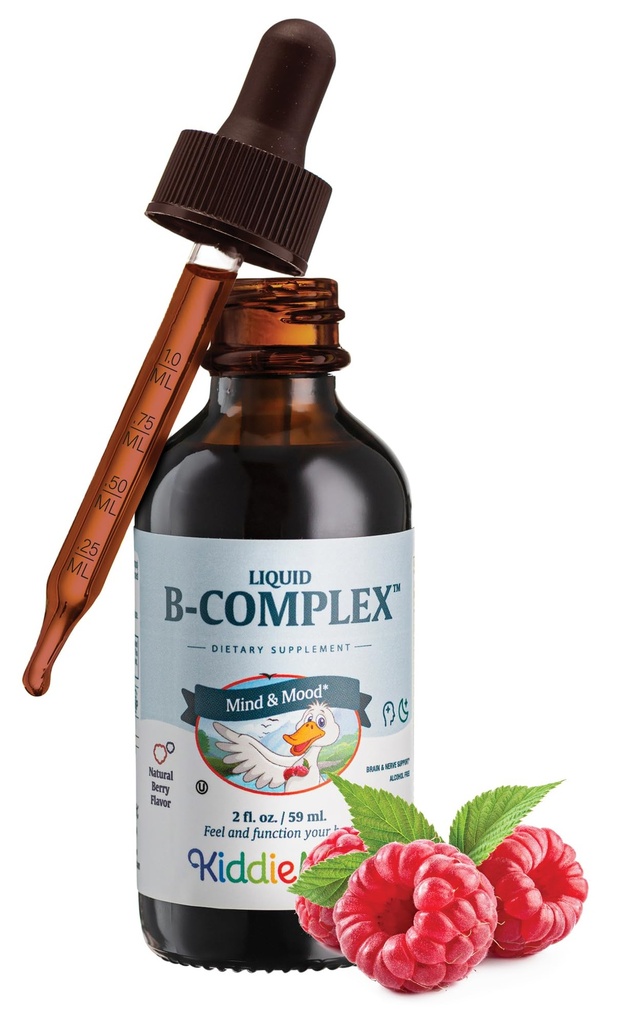 Maxi Health Liquid Vitamin B Complex – 9 Essential B Vitamins Including B1 B6 B12 Drops – Supports Energy, Brain Function, & Immune Function Raspberry Kosher, 2 fl. oz.