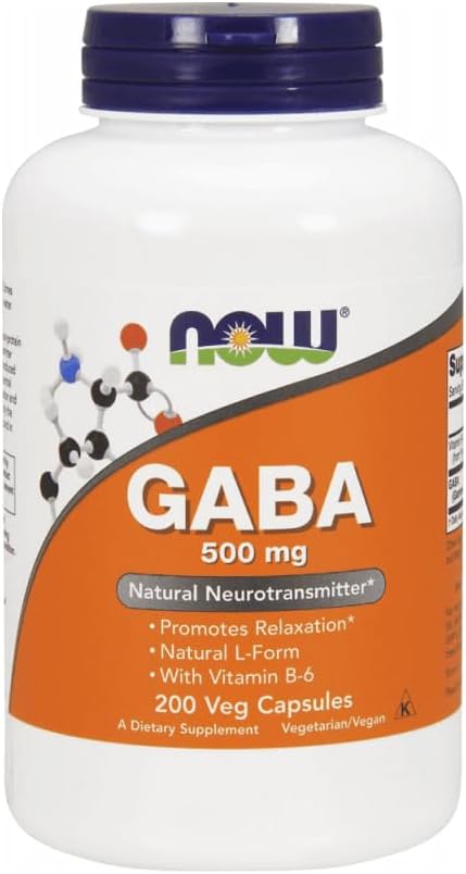 NOW Foods - GABA z vitaminom B6 500 mg. - 200 vegetarijanskih kapsul