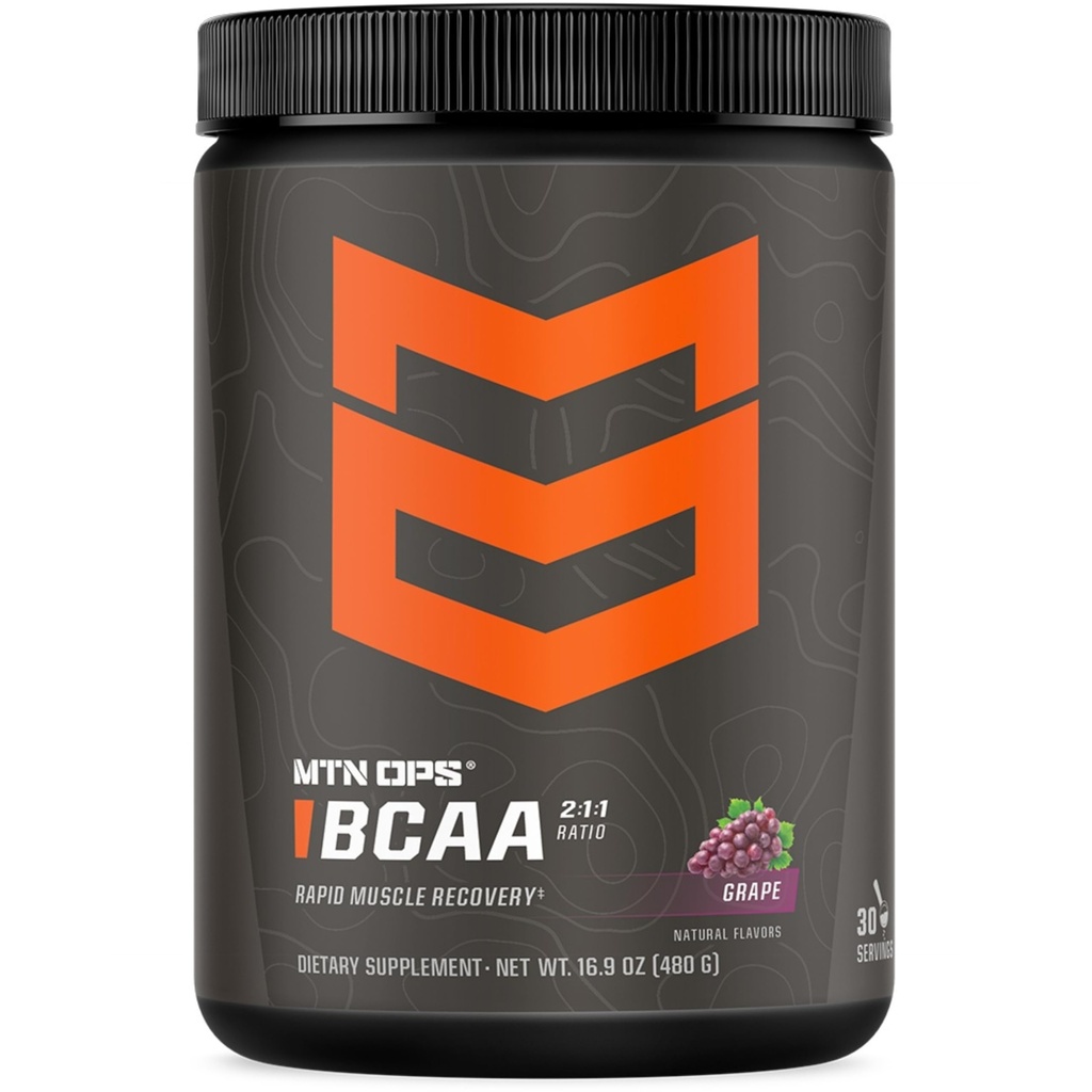 MTN OPS BCAA Powder 2:1:1 Aminokisline Dopolnilo v prahu za hitro okrevanje mišic in popravila z nič sladkorja & gluten brez - 30 Serving, Grozdje
