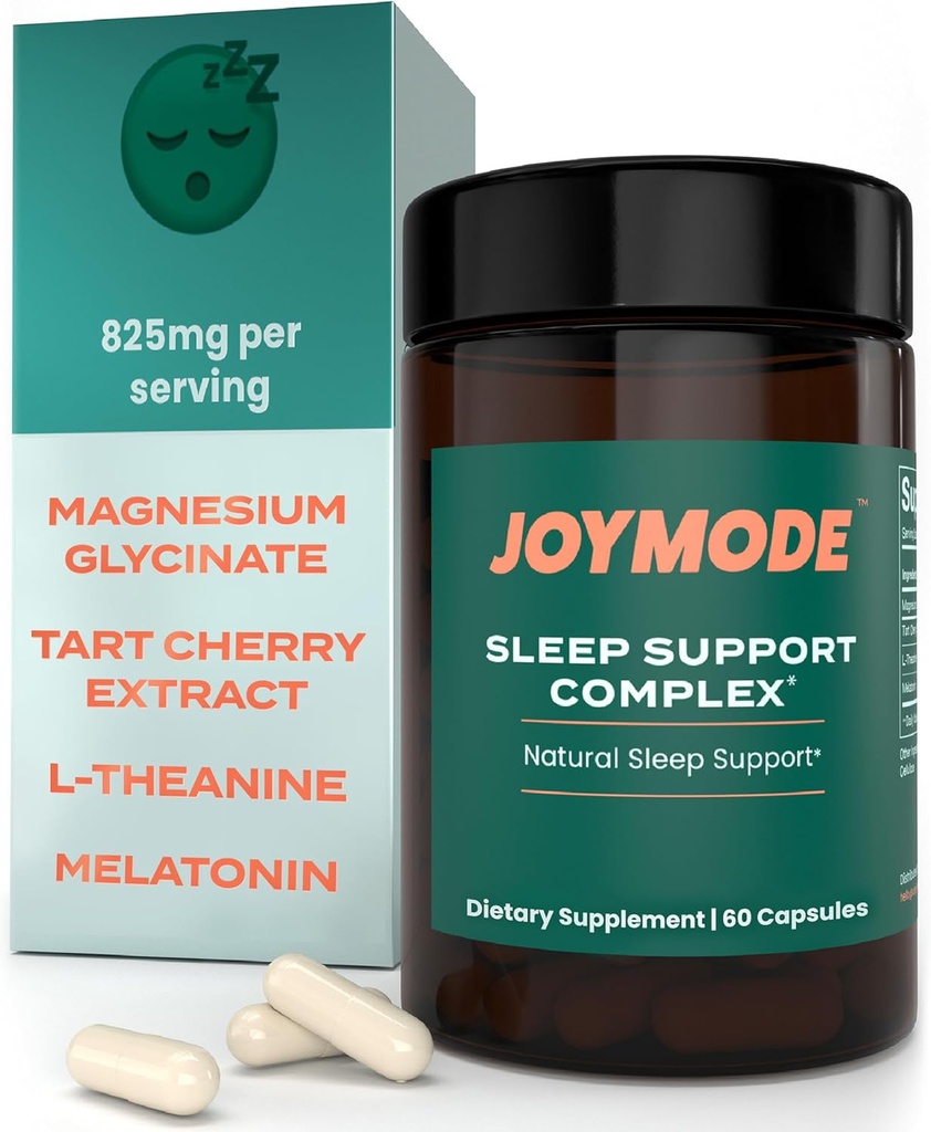 JOYMODE dodatek za pomoč v spanju za odrasle (60 ct) z L Theanine, Melatonin & 125mg Magnezijev glicinat, 500mg izvleček češnjevega tartufa iz CherryPURE za podporo v spanju