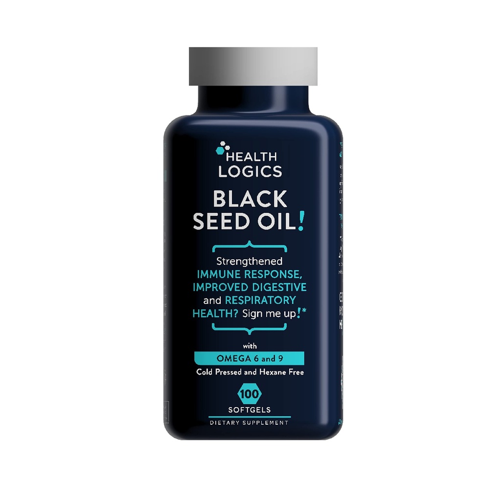 Health Logics Črno seme olje, hladno stisnjen, bogat vir Omega 6 & 9 Essential Maščobne kisline, iz Nigella Sativa (100 Soft Gel kapsule)