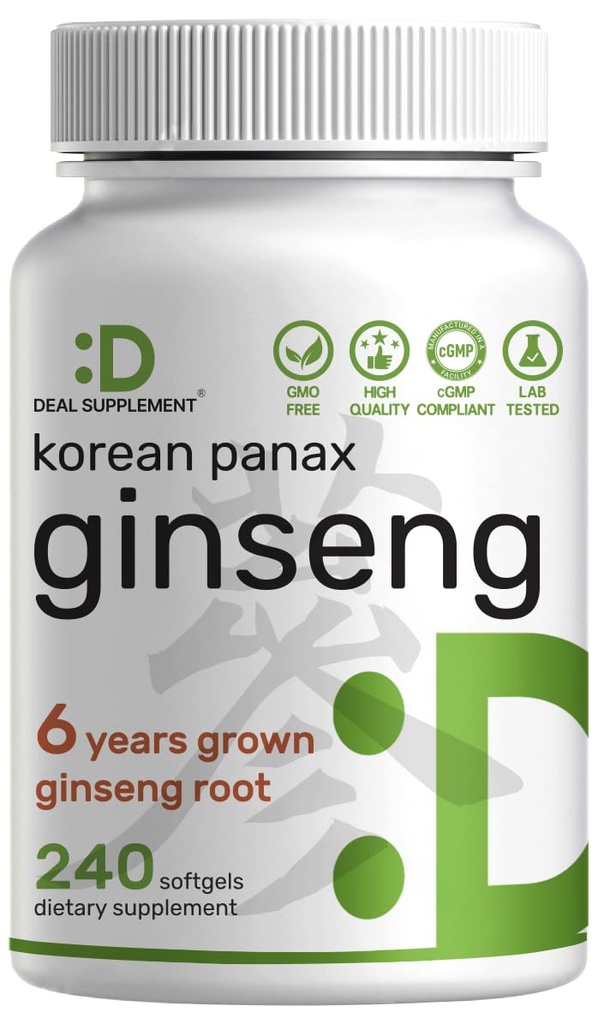 Korejska rdeča Panax Ginseng Root Extract, 7.500mg Serving, 240 Softgels – 150mg Aktivne ginsenoside