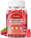 Kalij Magnezij Gumies Kalij Dodatki Visoka absorpcija Kalijev Citrat Magnezijev Citrat, Podpora Leg Cramps Mišice Sprostitev za moške in ženske 60 Gumies, Raspberry