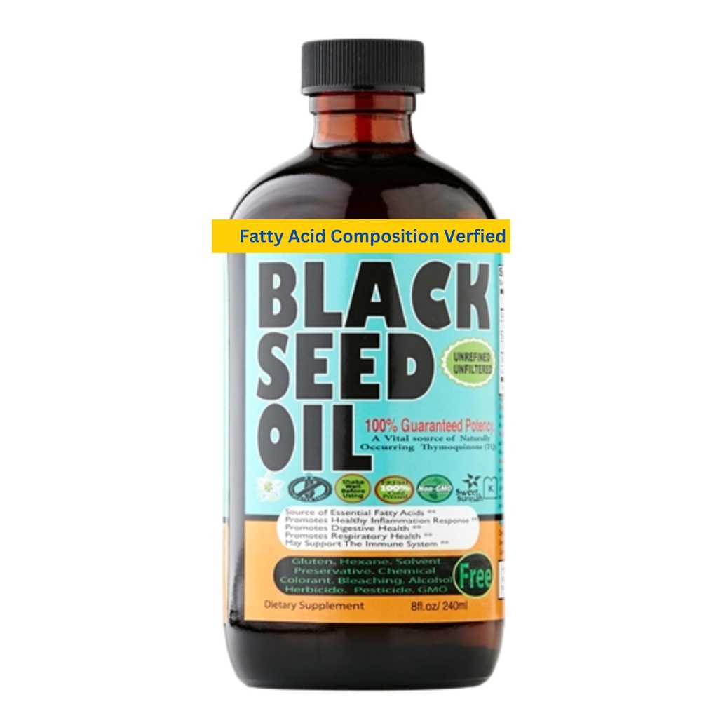 Olje črnega semena 8 Oz - Premium Nigella Sativa Hladno pripravljeno turško olje črne kumine - Visoka trdnost 3X Thymokinon - naravna podpora - Super hrana