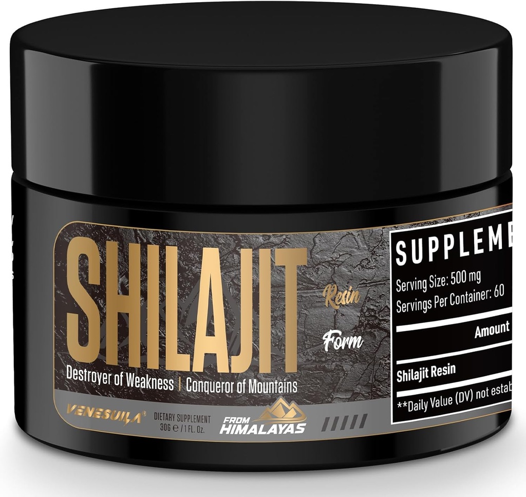 Shilajit Resin - Organic Shilajit Resin tretja stranka testirano bogastvo v 85+ Trace Minerals, Gold Grade Himalajan Pure Shiljait za energijo (1 Fl Oz (Pack of 1))