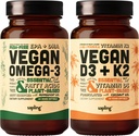 Vegan Omega 3 & Vegan Vitamin D3 + K2 dodatek paket - Nasadne DHA & EPA maščobne kisline, 4000 i.e. vitamin D3 in 100mcg vitamin K2 kot Mk7