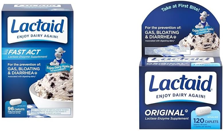 Laktaid Fast Act Laktoza Intolerance Relief Caplets with Lactase Enzyme & Original Jakost Laktoza Intolerance Relief Caplets with Natural Lactase Enzyme