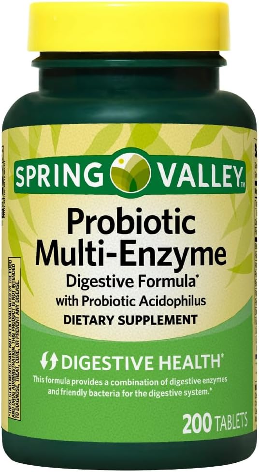 Spring Valley Probiotic Multi-Enzyme Digestive Formula tablete, 200 Število