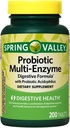 Spring Valley Probiotic Multi-Enzyme Digestive Formula tablete, 200 Število