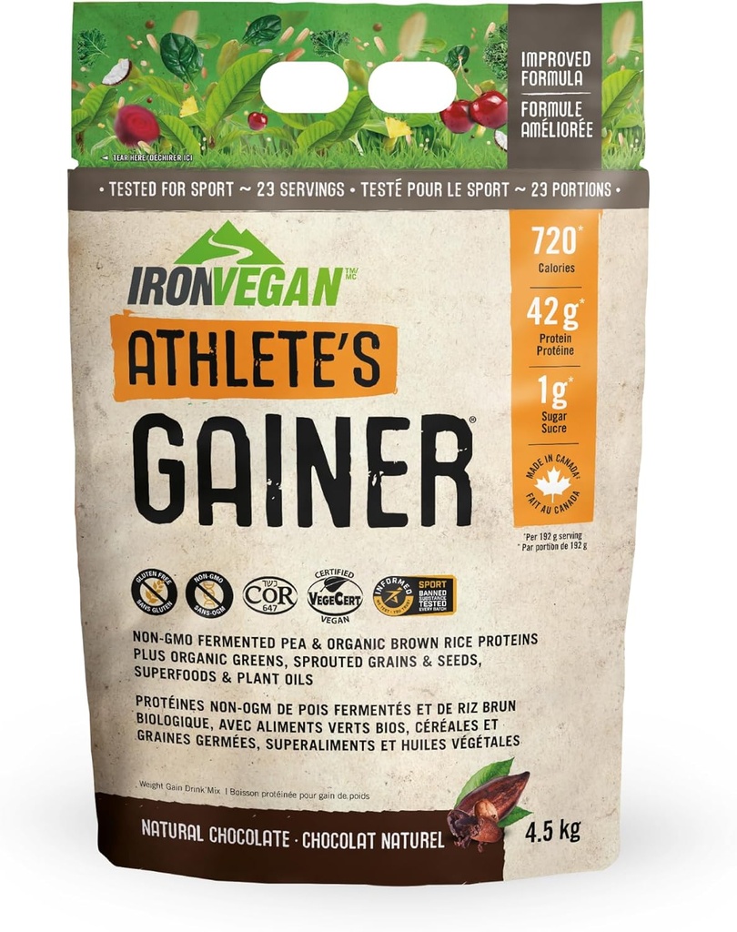 Iron Vegan Athlete Gainer - Naravna čokolada 4,5 kg