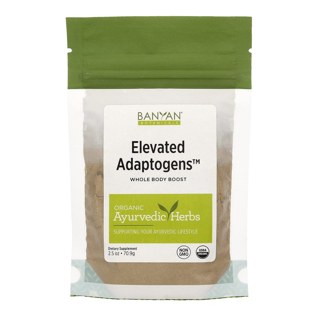 Banyan Botanicals Zvišane Adaptogeni – Organic Superfood Powder with Moringa, Ashwagandha & Tulsi – Kofein-free Superfood Mešanica za zeliščni stres Relief* – 2.5oz – Non GSO Trajno vir Vegan