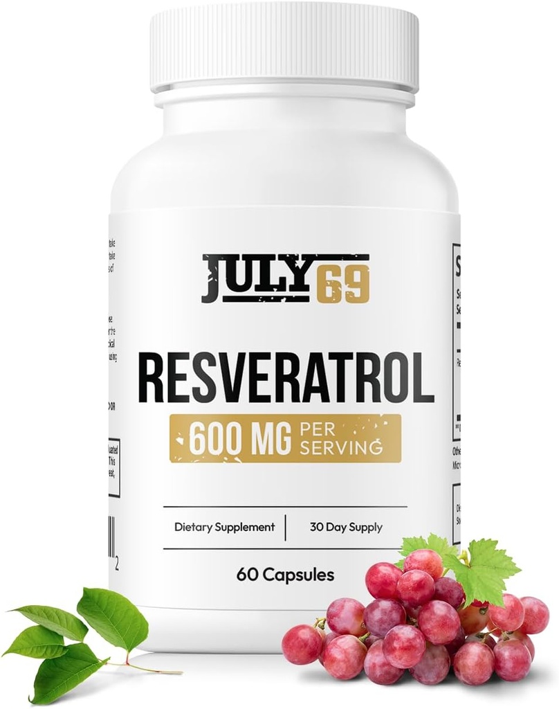 Resveratrol kapsule 600 mg na servo, močan antioksidant prehransko dopolnilo kapsule, 60 kapsul v 1 steklenici, izdelano v ZDA