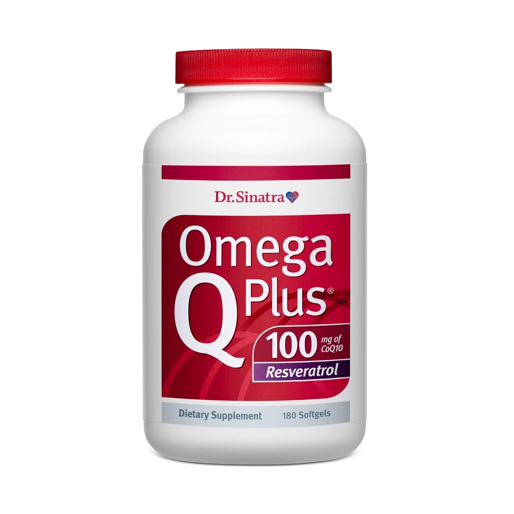 Dr. Sinatra Omega Q Plus 100 Resveratrol – Omega-3 Supplement Supports Heart Health and Provides Antioxidant Power with 100mg of CoQ10 and Resveratrol (180 softgels)