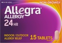 Allegra Adult 24HR Nezavezujoči antihistaminik, 15 tablet, hitro delujoča alergija Simptom Relief, 180 mg