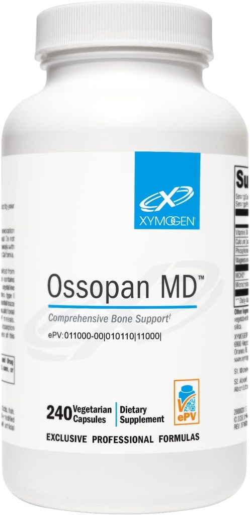 XYMOGEN Ossopan MD - podpira moč kosti + zdravje kosti - kalcij dodatek z mikrokristalnim hidroksiapatitom, fosforjem, vitaminom D3 in magnezijevim malatom (240 kapsul)