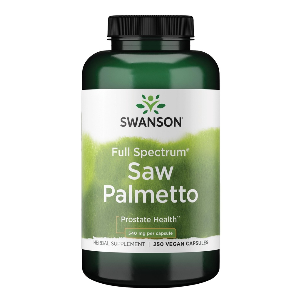 Swanson Saw Palmetto - Zeliščni dodatek za spodbujanje zdravja moških prostate - Naravni las dopolnilo in zdravje v urinu podpora (540 mg 250 kapsul)
