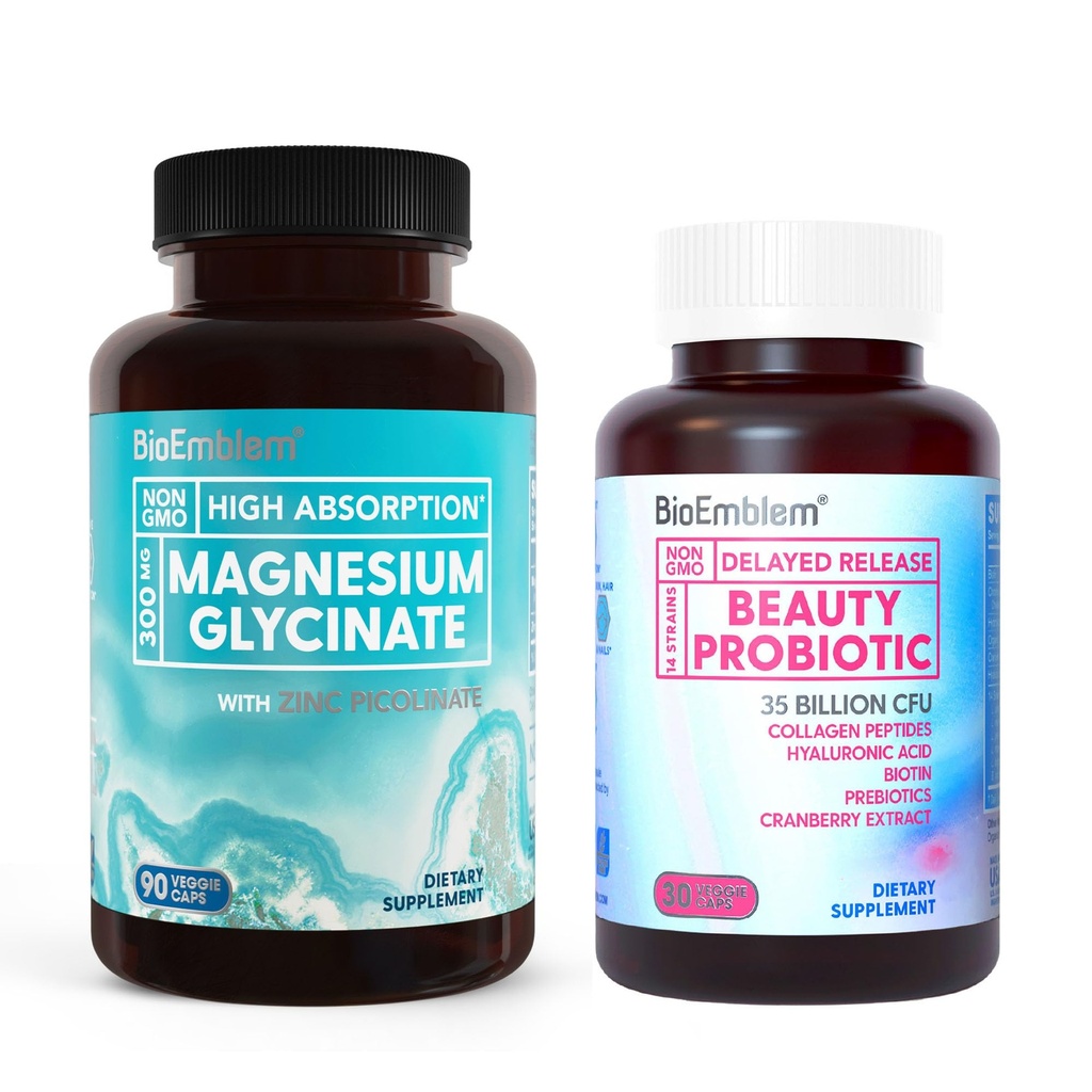 BioEmblem Magnezij Glicinat z cinkom in lepotnimi probiotiki