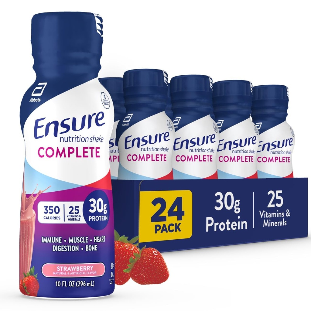 Poskrbite, da bo popolna prehrana Shake s 30g proteini, imuno zdravje Hranila, Čokolada in jagodne arome, Pakiranja po 24 (10 fl oz)