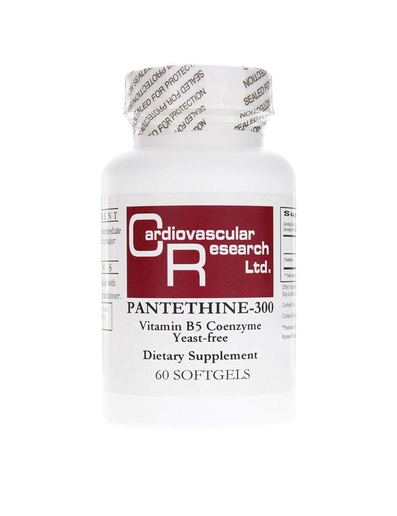 Kardiovaskularne raziskave Pantetin-300 Vitamin B5, White, 60 Count