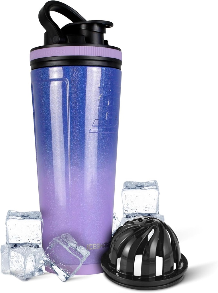 Ledeni stresalnik 26 Oz Nerjaveče jeklo Shaker steklenica, Lilac Dreaning - Izolirana Gym steklenica vode s patentiranim agitatorjem, Reable for Workouts, Smoothies, Sports