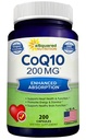 aSquared Nutrition CoQ10 (200 kapsul in 200 mg) - visoka absorpcija Vegan CO Q-10 Prašek - encim Ubikinon dopolnilne tablete, ekstra antioksidant Coencim Q10 Vitamin, Coq 10 Alernati na softgels