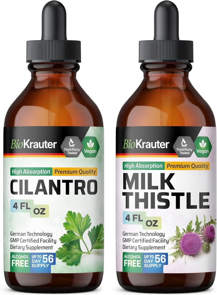 BIO KRAUTER Cilantro Tinkture 4 Fl. Oz. & Milk Thistle Tinkture 4 Fl. Oz.