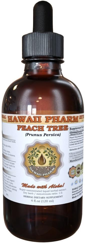 HavajiPharm Peach Tree Liquid Extract, Peach Tree (Prunus persica) Bark Powder Tinkture, Zeliščni dodatek, Made in USA, 4 fl.oz