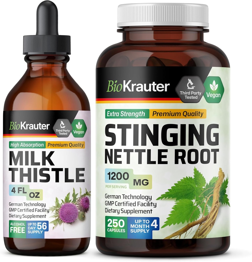 BIO KRAUTER mleko osat Tinktura 4 Fl. Oz. & Stinging kopriva 250 kapsul