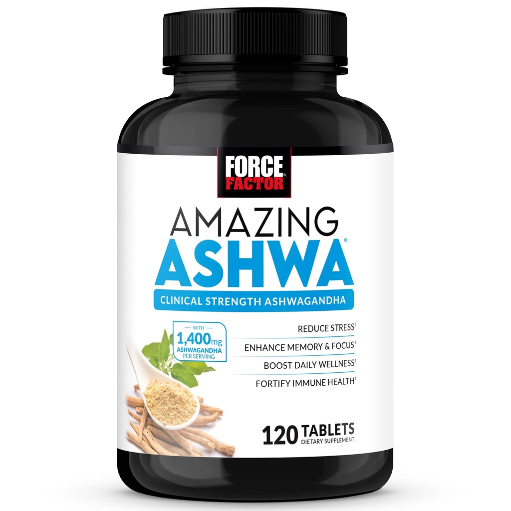 FORCE FACTOR neverjetno Ashwa, KSM-66 Ashwagandha dopolnilo za pomoč pri stresu, fokus, spomin, imunske podpore, z vitamini, minerali in antioksidanti, Cortisol dopolnila za ženske, 120 tablet