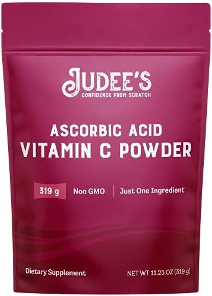 Judee's Gluten Free Vitamin C Powder - 11,25 Oz Pouch - Non-GMO, Gluten-free & Nut-free Askorbinska kislina za imuno podporo, Canning & Hair Powder