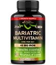Bariatrični multivitaminski - 45 mg železovi dodatki - izdelani v ZDA - za ženske in moške - All-in-One, 21 Esencialni vitamini - Gastrični rokavi - brez sladkorja, Gluten & Soy - 90 kapsul, enkrat dnevno
