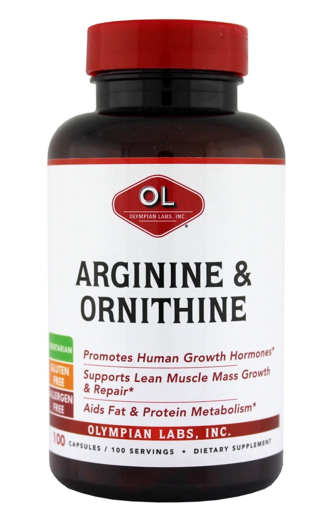 Olympian Labs Arginin, 500mg & Ornitin, 250mg