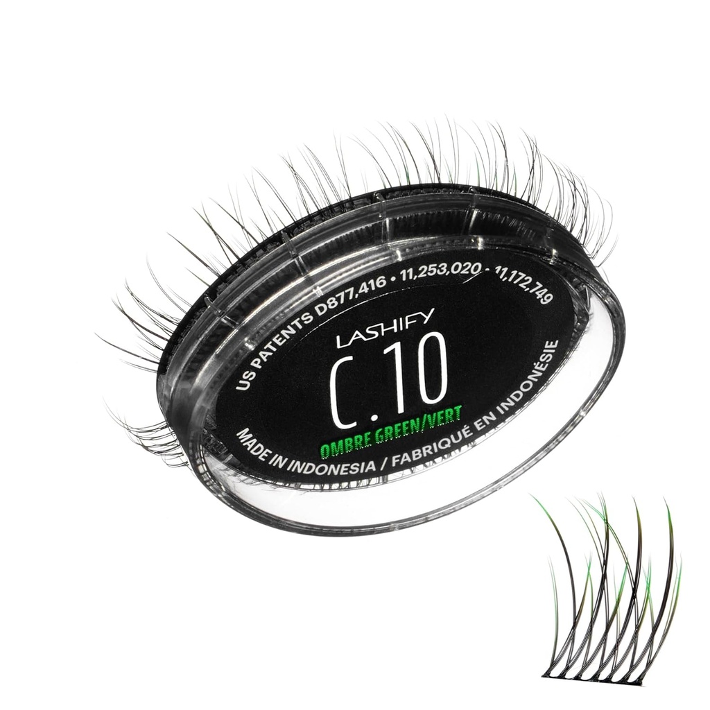 Lashify Curl 10mm Gossamer trepalnice razširitve ponovno napolnite v Ombre Green, Easy DIY Lažne lasišča za naravni videz