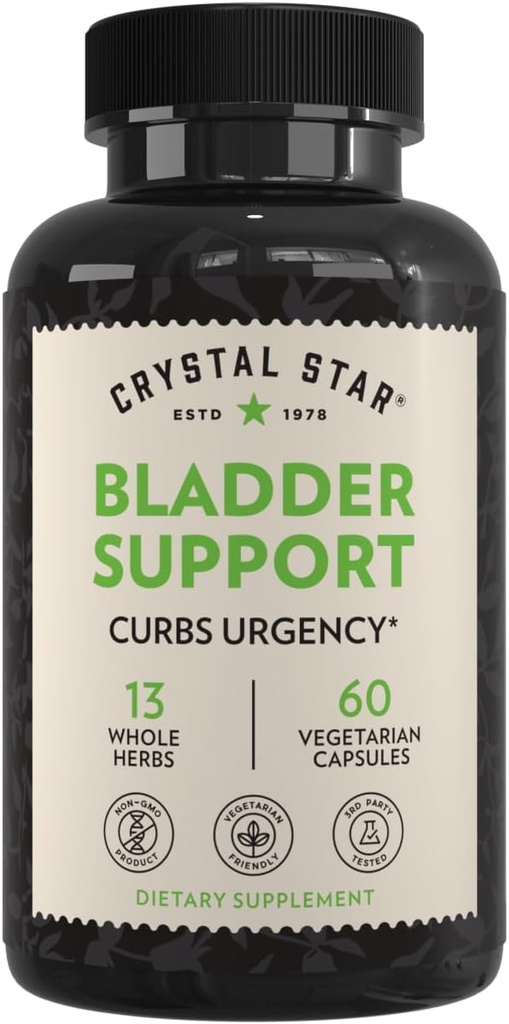 Crystal Star Bladder Support (60 kapsul) – Zeliščni dodatek za zdravo delovanje Bladder - Cranberry, Dandelion & Fenugreek - pomaga preveč aktivni Bladder in Incontinence - Non-GMO