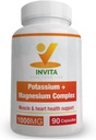 Invita Kalijev magnezijev kompleks 1000 MG za podporo nogam in mišicam I (90 kapsul) - visoka absorpcija Kalijev aspartat z magnezijevim aspartatom oksidom Glicinat Glukonat in Citat