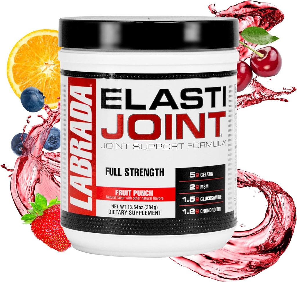 Labrada Nutrition Elatijoint, Sadni Punch, Glukozamin Skupna podpora dodatek v prahu za moške in ženske, Zdravstveni dodatek z MSM, Glukozamin Chondroitin MSM - Gluten-free