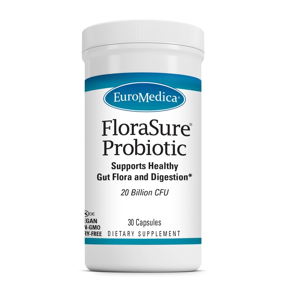 EuroMedica FloraSure Probiotic - Prebavni dodatek za pomoč proti občasnim napenjanjem in podporo plinu - Gut Health Support Supplement with Bifidobacterium Bifidum - 30 kapsul